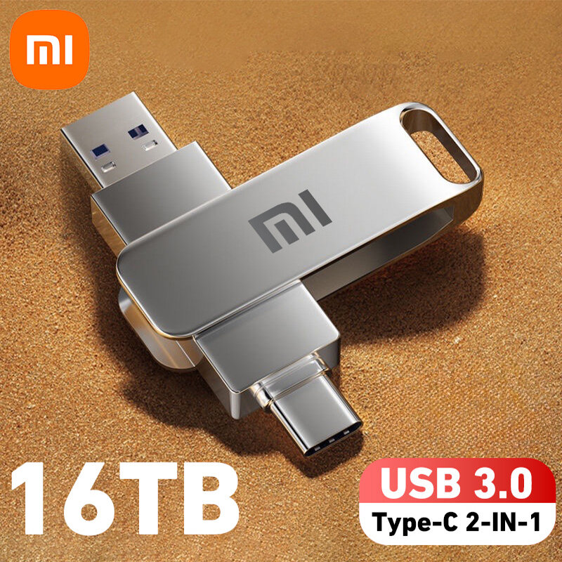 Xiaomi แฟลชไดรฟ์16TB, 3.2 USB โอนความเร็วสูงโลหะ pendrive การ์ดหน่วยความจำ pendrive แฟลชไดรฟ์หน่วยความจำกันน้ำติดใหม่