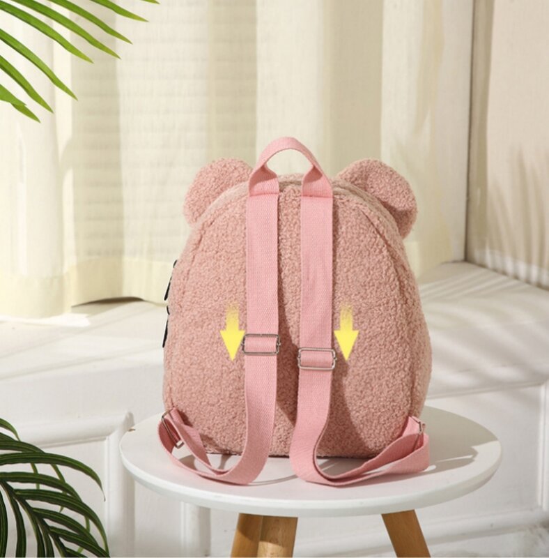 Zaino orso ricamato personalizzato con filo colorato, borsa per la spesa da viaggio portatile per bambini, zaino a tracolla simpatico orso