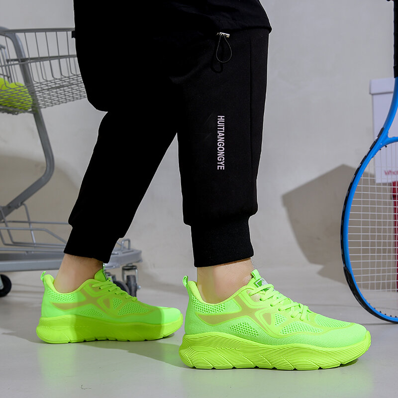Zapatillas de correr para hombre y mujer, calzado de malla transpirable con plataforma, antideslizante, color naranja, Unisex