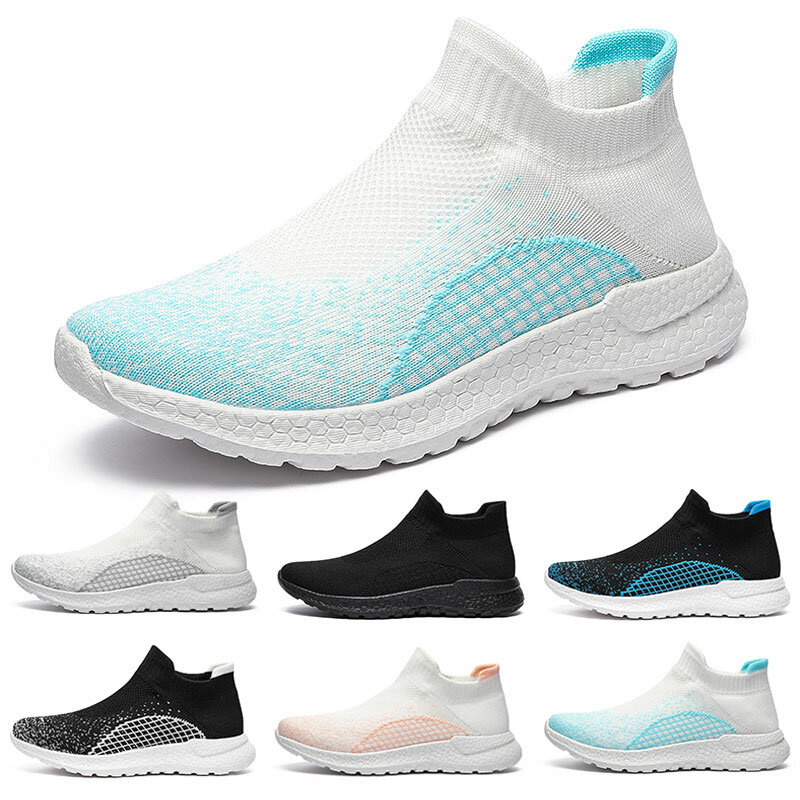 Women Men Sneakers Summer Breathable Low Top Casual Shoes Mesh Outdoor Men Running Shoes Soft Sole Lace Up Plus Size 35-46