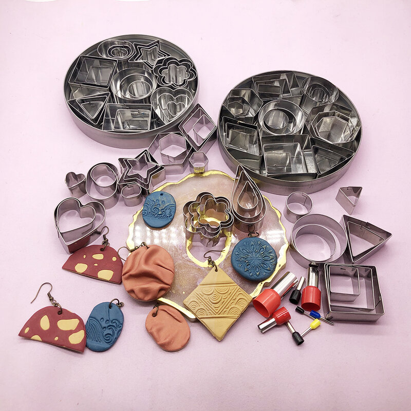 Coupe-argile en polymère pour bricolage, 24 pièces, fournitures de bijoux, géométrie de base, ensemble d'outils de loisirs artistiques