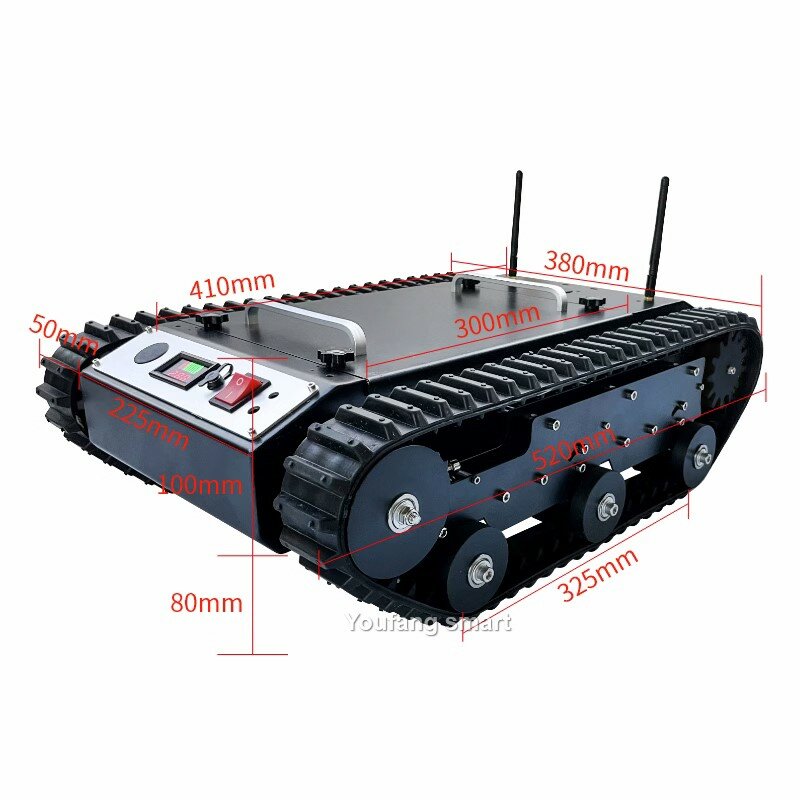 TR400 RC Tank Rubber Tracked Chassis, Sistema de suspensão de alto aço carbono, Robot Car para FS Handle, Programa Open Source