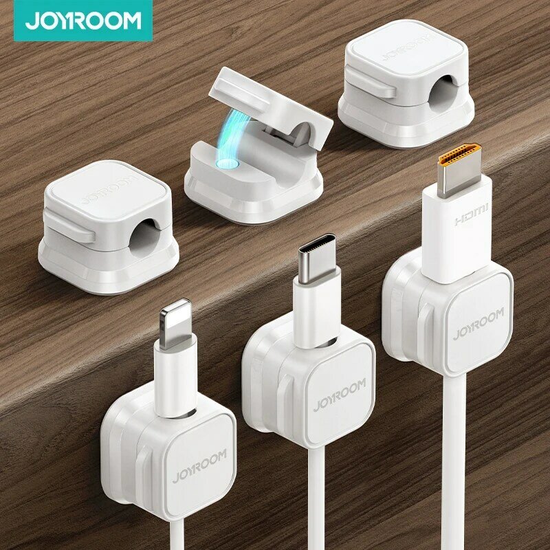 Joyroom-Clip magnético para cables, soporte adhesivo para sujetar cables, organizador de cables para el hogar y la Oficina, gestión de escritorio, 3/6 piezas