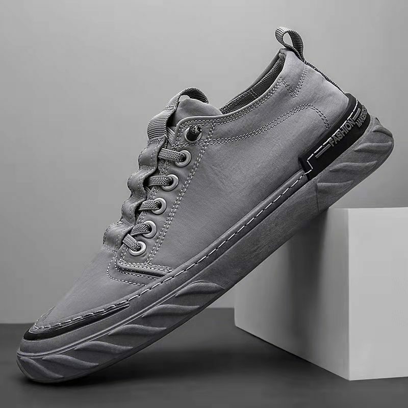 Sapato de lona pano de seda gelo masculino, tênis casual, deslizamento respirável em sapatos planos, sapato vulcanizado, nova tendência, 2023