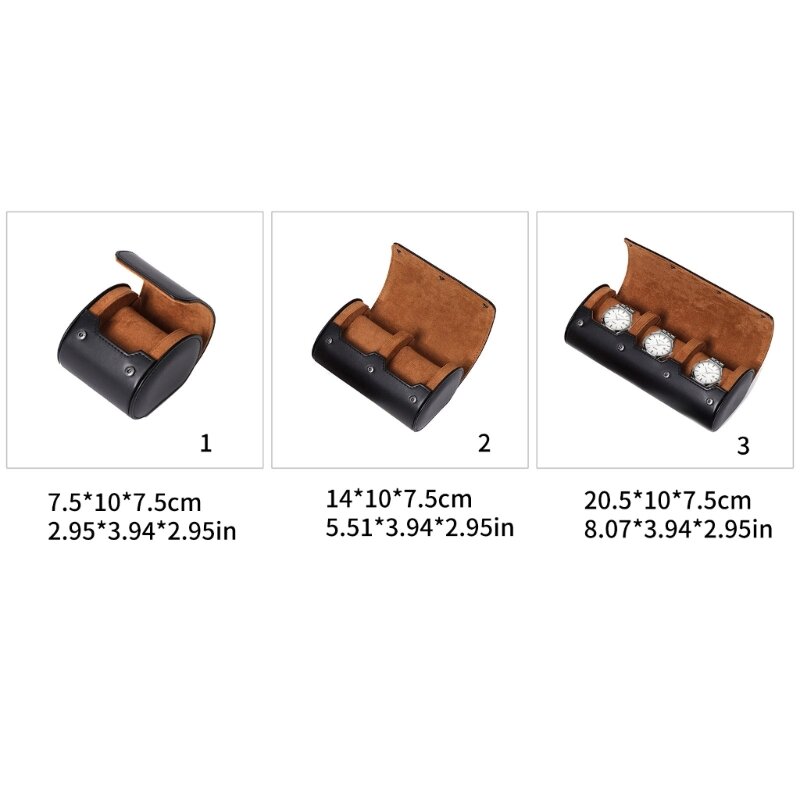 Leather Watch Storage Box Dust-Proof 3 Slot Watch Case Portable Watch Roll Travel Cases for Travel Men N0HE