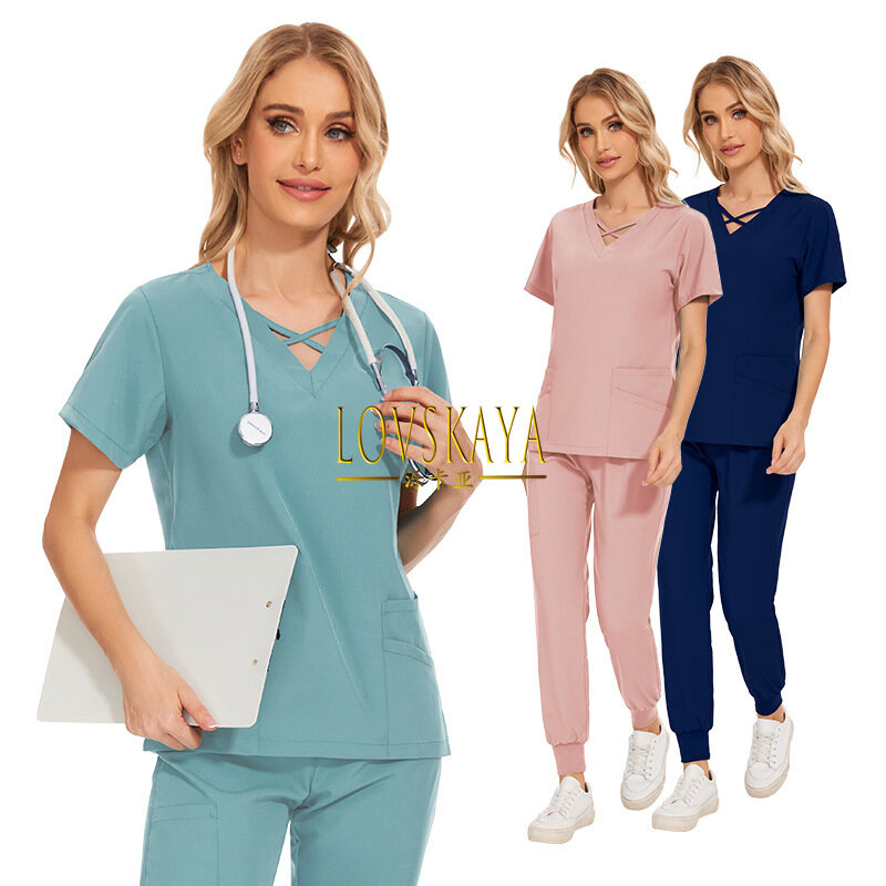 Рабочая форма, набор эластичной униформы медсестры, больничная медицинская одежда для ротовой красоты, Стоматологическая хирургическая униформа, одежда для мытья рук