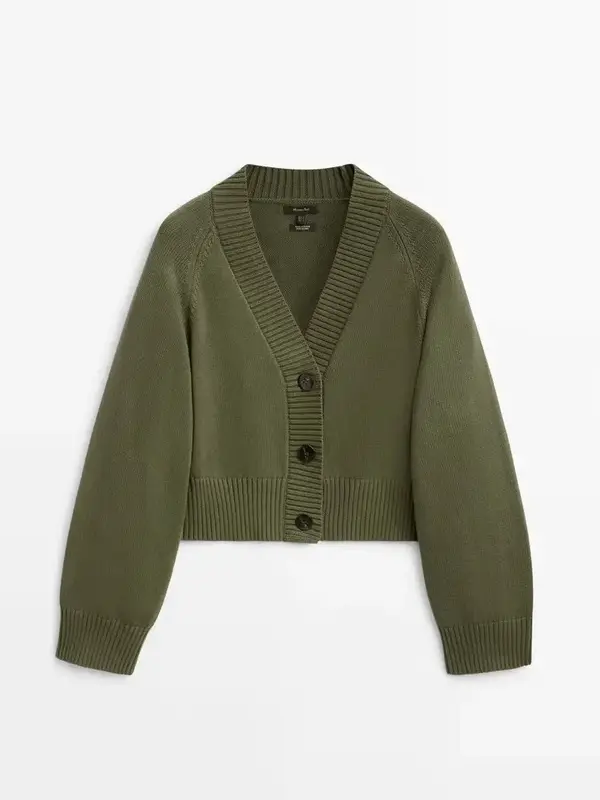 Cardigã de manga comprida com decote em v feminino, suéter solto, botões requintados, top curto chique, casaco retrô, moda, 2023