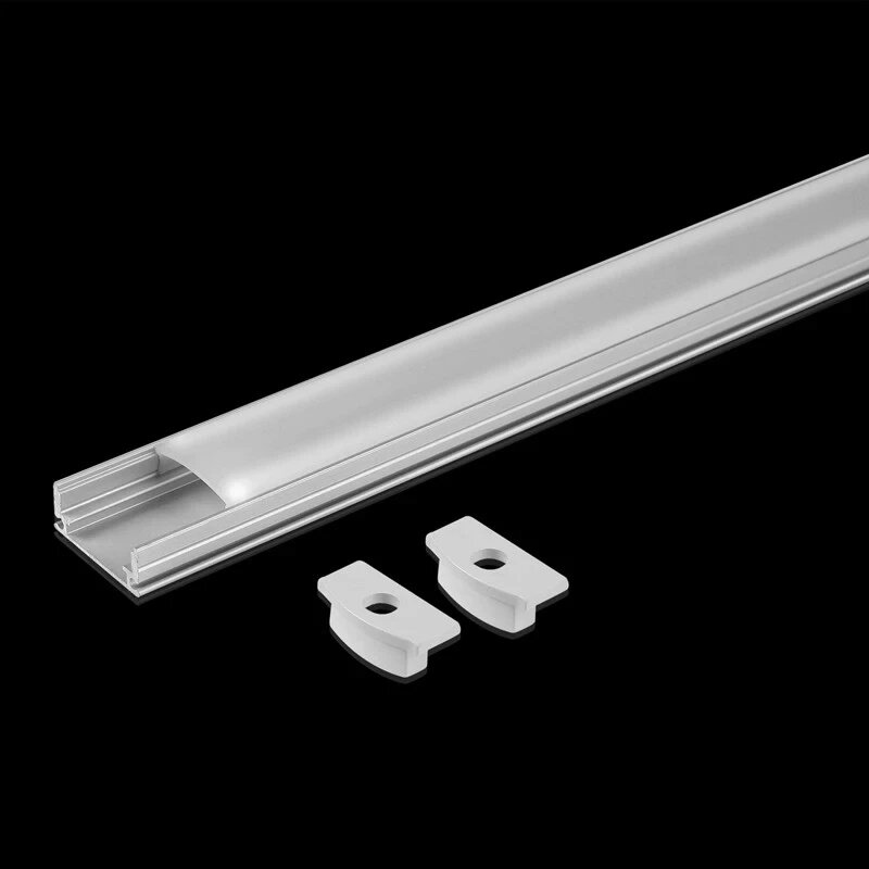 Canal de alumínio para LED Strip, Forma U, leite tampa branca, tampa transparente, 0.5m, 3528, 5630, 5050