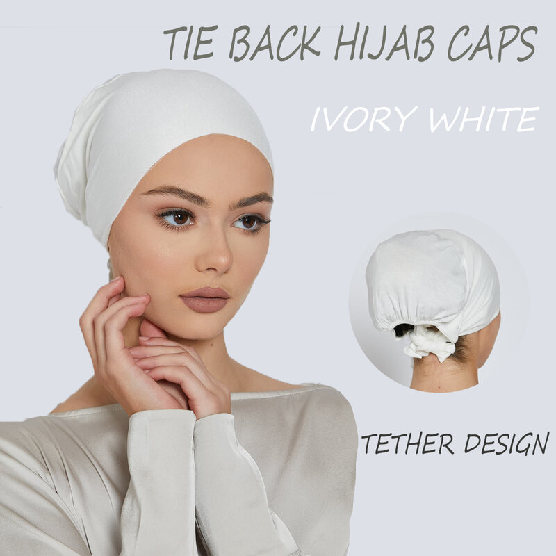 Mềm Mại Cột Dây Đáy Nón Màu Bên Trong Băng Đô Cài Tóc Turban Gọng Mujer Thun Đầu Mũ Hồi Giáo Dưới Khăn Mũ Nữ Đầu Ống Nón
