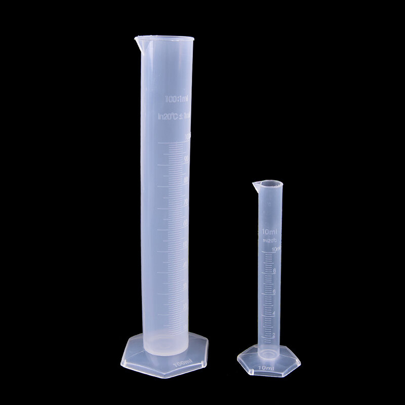 Cilindro de medición de plástico, tubo graduado de ensayo de laboratorio, 10/25/50/100/250ML