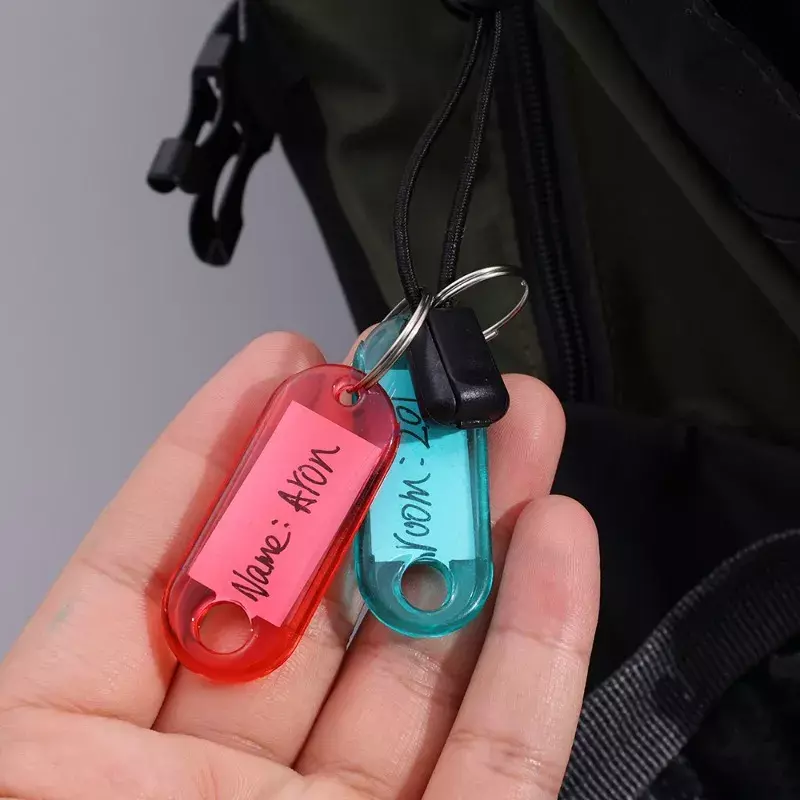 5/20 buah Tag kunci plastik bening kristal untuk DIY Tag Label ID bagasi nomor Hotel gantungan kunci kartu klasifikasi gantungan kunci 5 warna