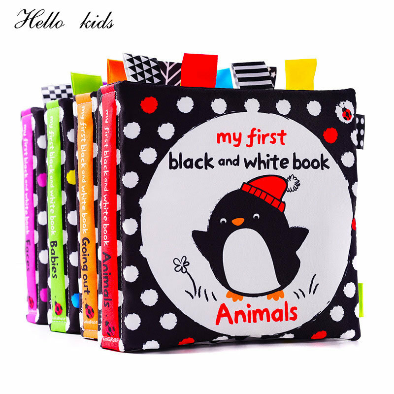 Montessori Baby Cloth Book libro bianco nero per bambino sviluppo precoce libri per bambini libro educativo Cognize giocattoli per bambini 0 12 mesi
