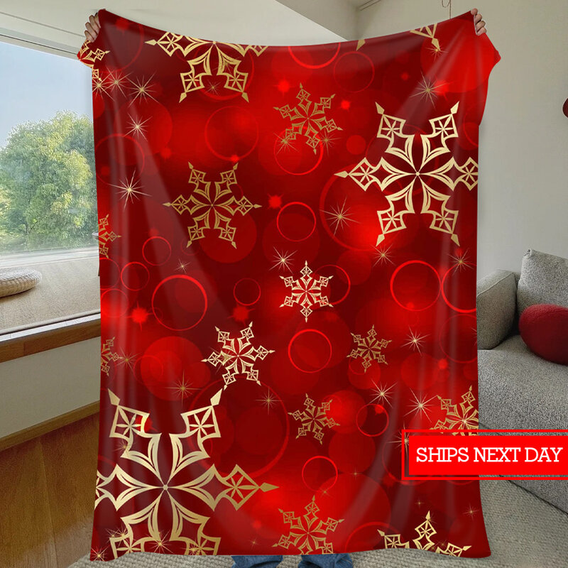 Elegant, comfortable, luxurious flannel blanket, ultra soft Christmas printed blanket, holiday themed home decoration bedding