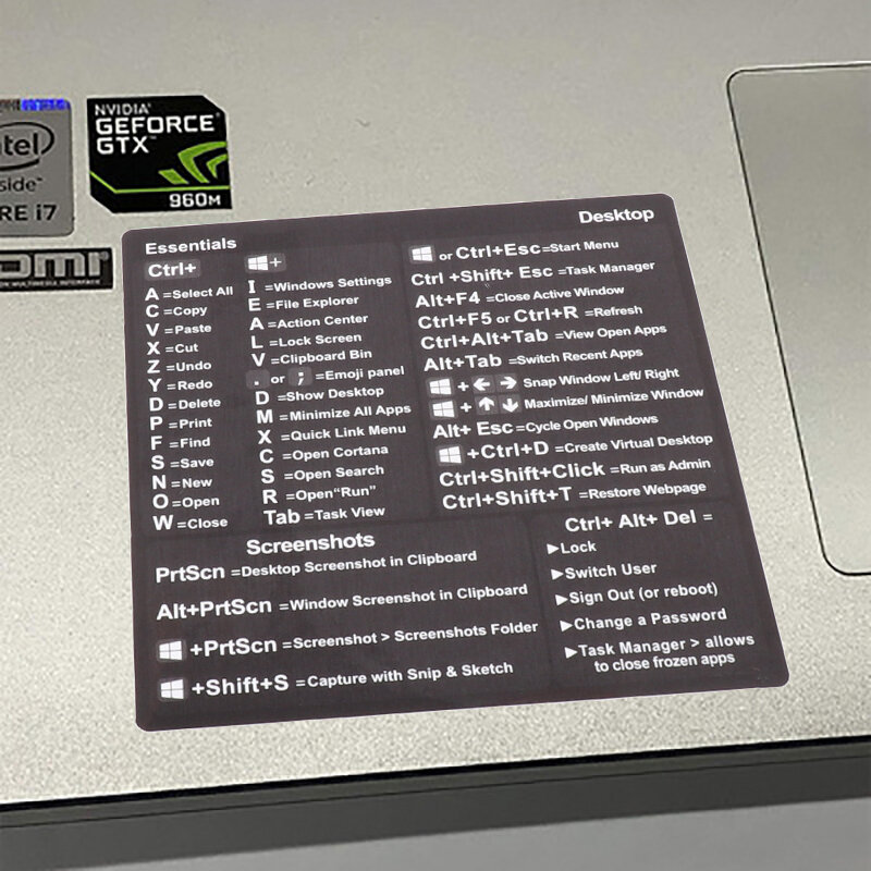 Windows PC 참조 키보드 단축키 스티커, PC 노트북 데스크탑용 접착