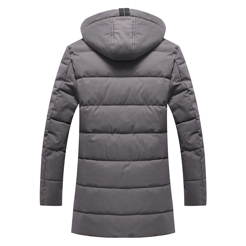 Casaco de inverno quente grosso masculino mais veludo térmico ao ar livre casaco masculino casual com capuz à prova de vento longo algodão parka M-4XL