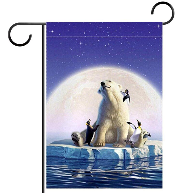 Niedźwiedź polarny flaga do ogrodu charakter Safari arktyczne zwierzątrze flagi dwustronna flaga powitalna do dekoracji domu na zewnątrz taras trawnikowy