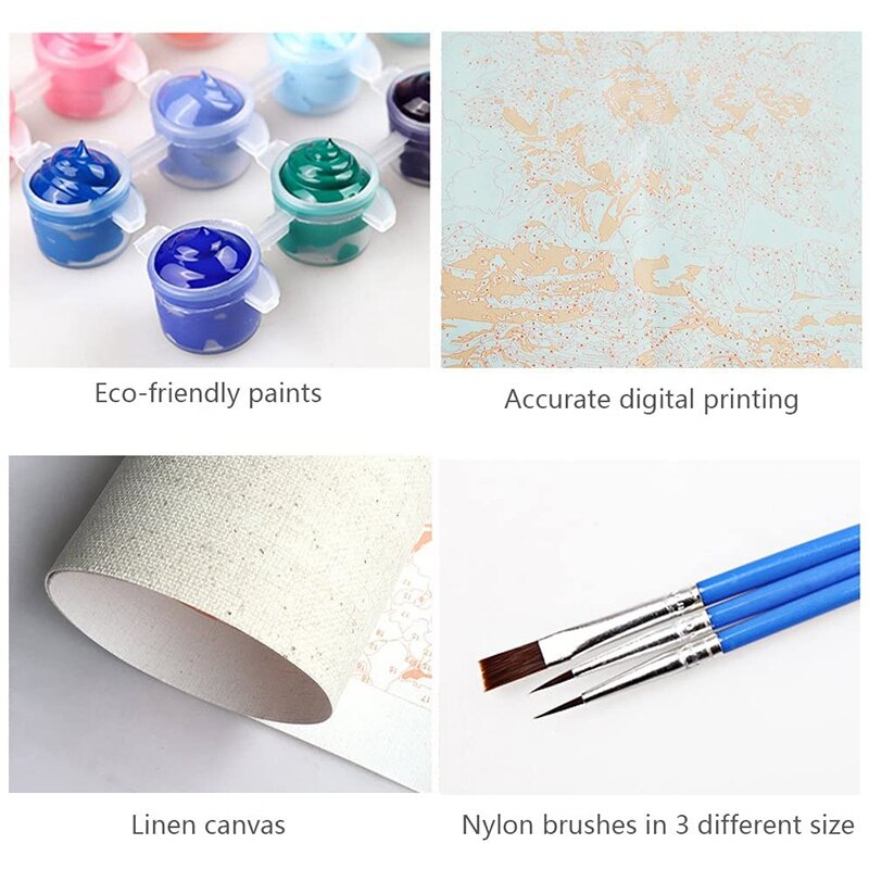 Paint By Numbers DIY Acrylic Painting Kit For Kids & Adults 40X45cm Silent Night With 3 Brushes