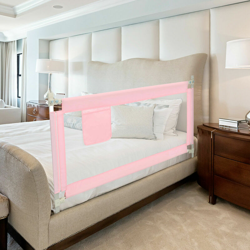 Направляющие для кровати 69,5 дюйма для малышей, вертикальная подъемная направляющая для детской кровати с замком, розовый BS10004PI