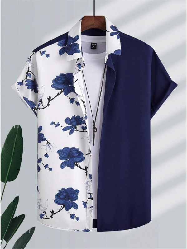 남성용 꽃 식물 휴가 하와이안 셔츠, 야외 하와이안 휴가, 여름 라펠 반팔 XS-5XL 셔츠, 2024 빠른 배송