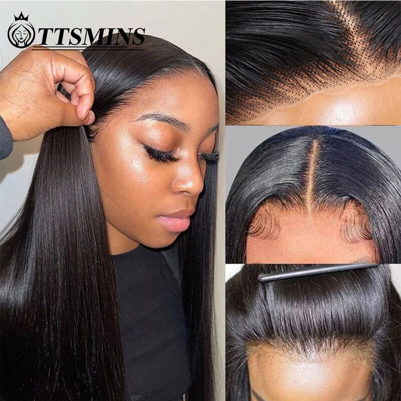 5x5 13x4 Wear And Go Glueless Wigs Human Hair Pre Plucked Straight Lace Front Wig No Glue Pre Cut 13x6 Lace Frontal Closure Wigs