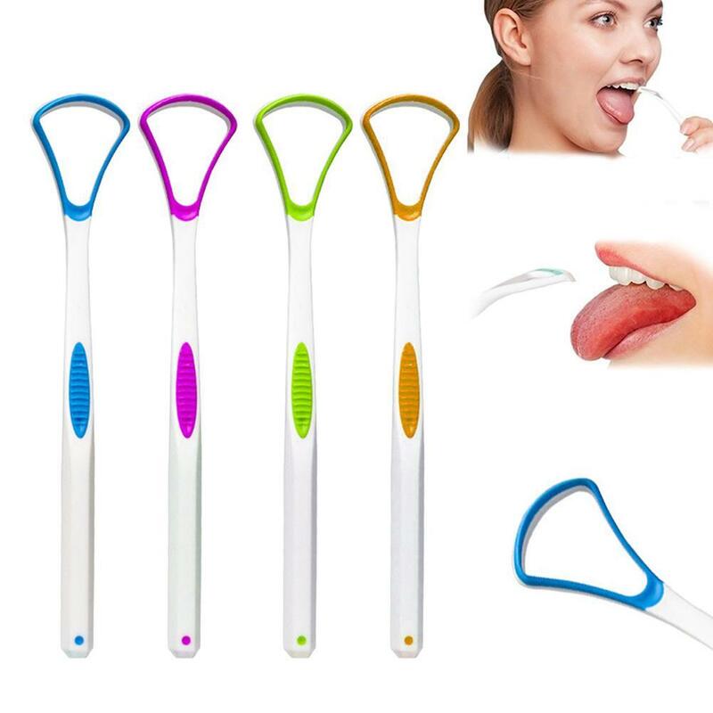 Raspador de língua de plástico, higiene dental, boca oral, 17.5*3.5cm, E2P2