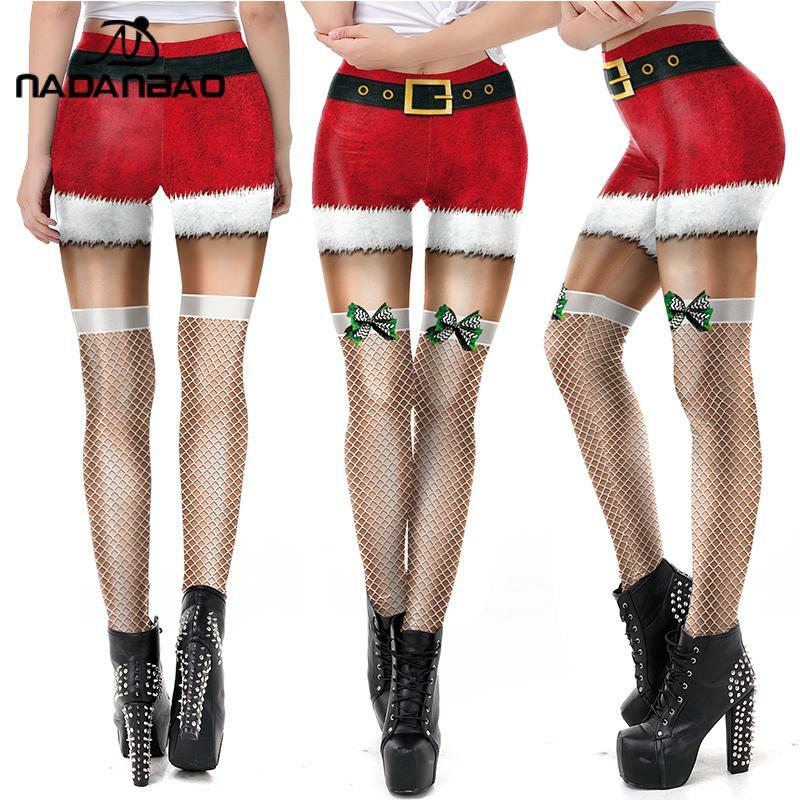 NADANBAO Christmas Leggings for Women Xmas Pants Printed Trousers Mid Waist Elastic Tight Female Holiday Party Wear Girl Workout