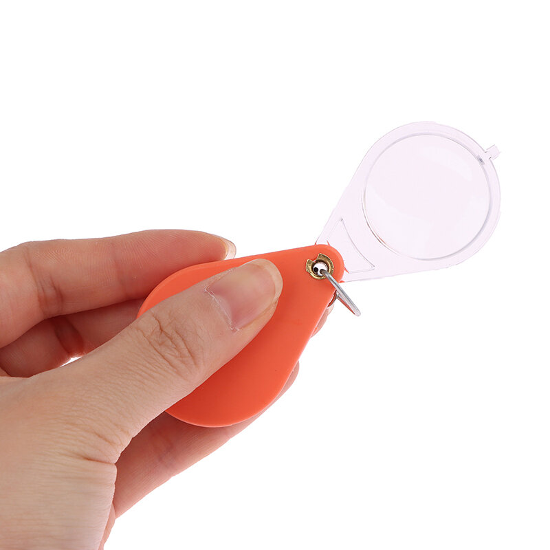 Draagbare Oranje High-Definition Vergrootglas Voor Oude Mensen Zakvergrootglas Klein Handheld Opvouwbare Sleutelhanger Vergrootglas