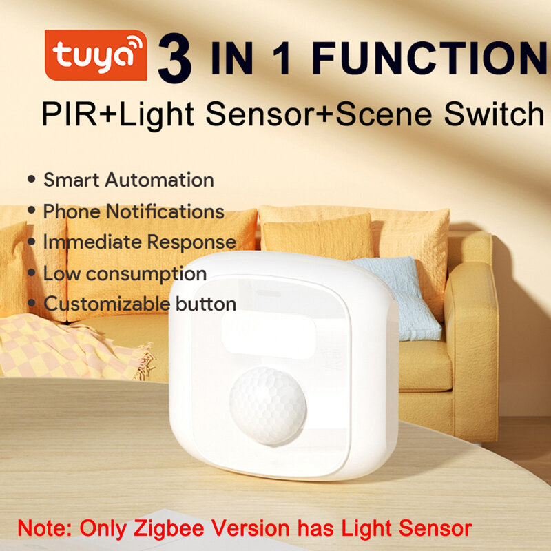 Tuya Zigbee Bewegingssensor 3 In 1 Menselijke Presenc Detector Pir Sensor + Lichtsensor + Scèneschakelfunctie Slimme Levensbeveiliging
