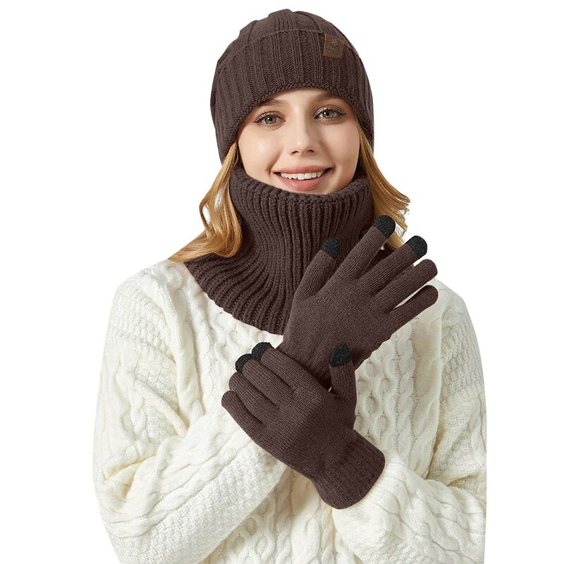 Strick mütze und Schal zweiteiliges Set Unisex großer Kopf geeignet für verdickte Winter Schneeflocke warme Mütze