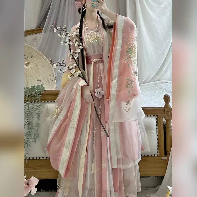Robe Hanfu chinoise pour femme, costume de cosplay de carnaval féminin, robe de danse Hanfu traditionnelle des Prairies, rose