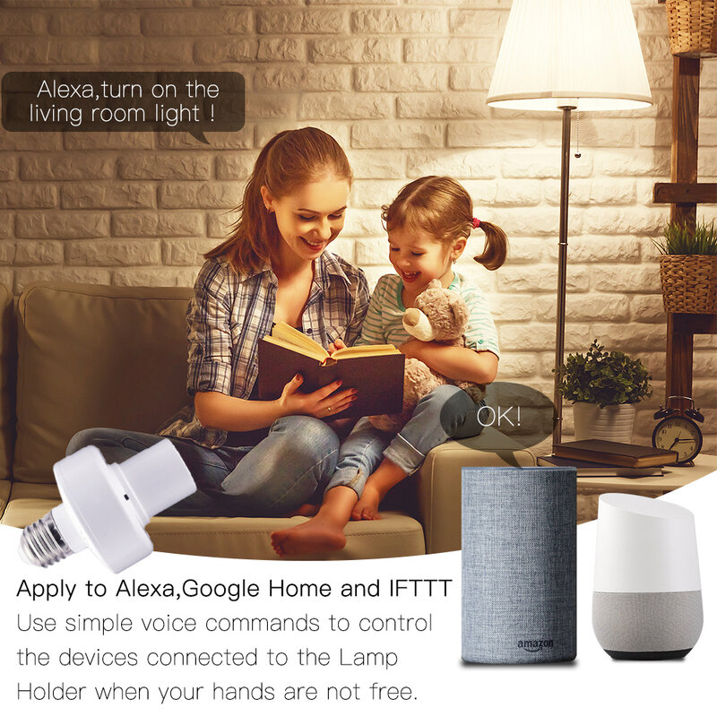Умный светильник с Wi-Fi, держатель для лампы, база, AC Smart Life/Tuya беспроводное Голосовое управление с Alexa Google Home E27 E26 85-265V