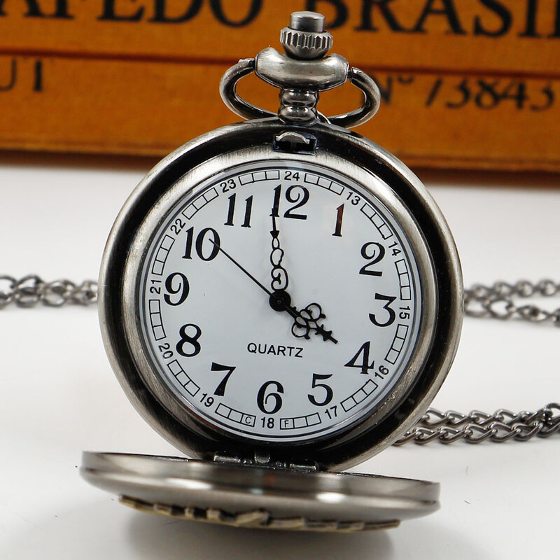 ساعة جيب كوارتز للرجال والنساء ، نمط الحنين الرجعية الفضة ، الفولاذ المقاوم للصدأ ، قلادة قلادة ، هدية ، والأزياء