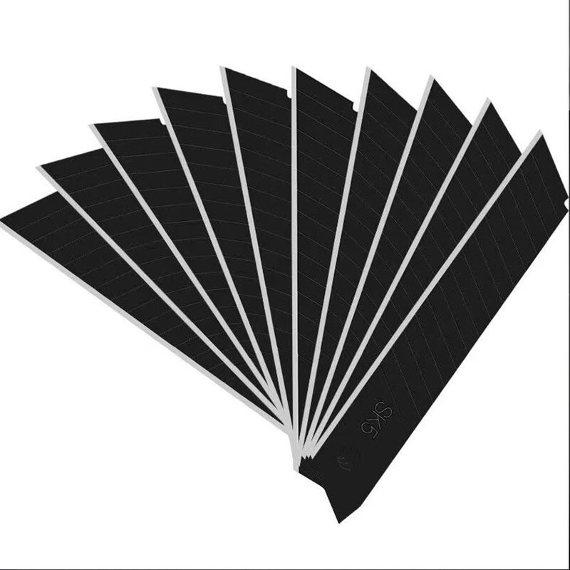 블랙 스냅 오프 탄소강 블레이드 SK5, 유틸리티 아트 나이프 비닐 커터, 자동차 스티커 데칼 절단 도구, 산업용, 25mm, 10 개