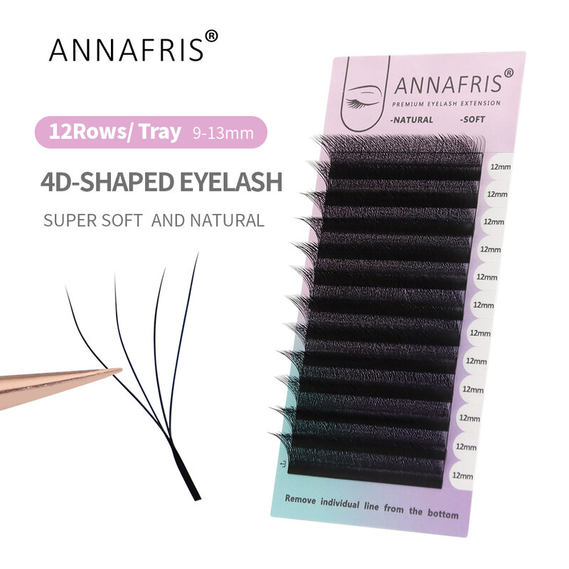 ANNAFRIS 4D-W 모양의 속눈썹 연장 프리메이드 팬 볼륨 속눈썹