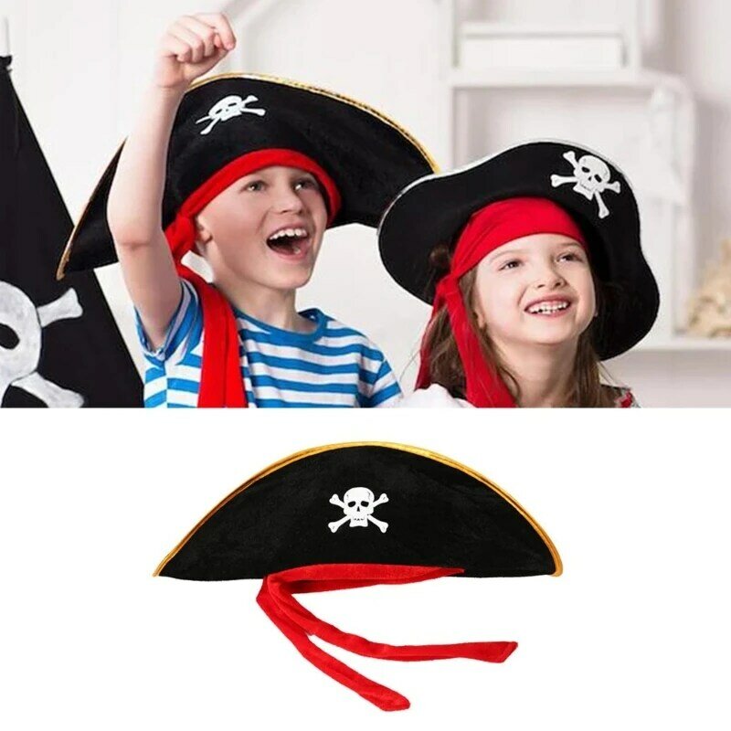 Schedel Print Pirate Hoed Voor Kids Kinderen Piraat Cap Cosplay Prop Kostuum