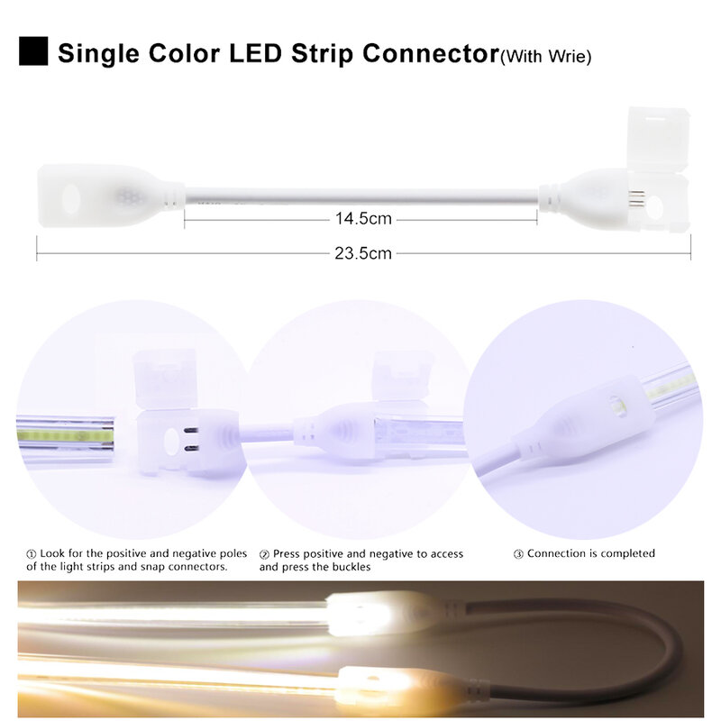 COB LED 스트립 라이트 픽스 클립 커넥터 액세서리, EU LED 스트립 플러그, Cob 360 LED용, 220V, 12mm 라이트 스트립 커넥터, 2 핀
