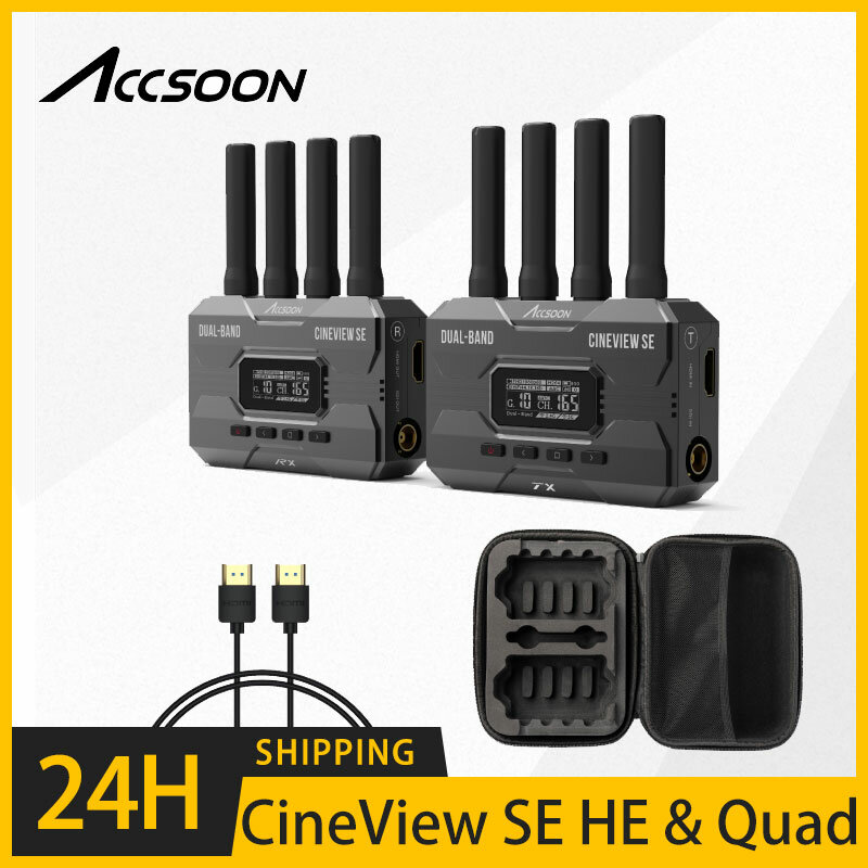 Accoon-CineView SE HE e Quad com estojo de transporte, cabo HDMI SDI, transmissor e receptor de vídeo sem fio, transmissão de banda dupla