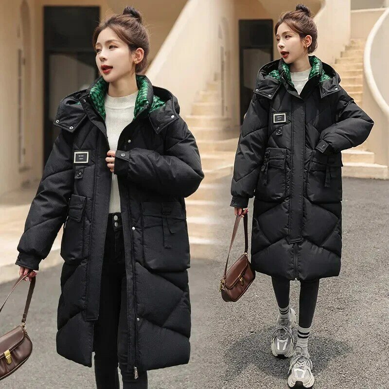 2023 nuove giacche invernali donna Parka lungo grande spessore caldo moda sottile giacca femminile cappotto da neve piumino di cotone Parka Outwear