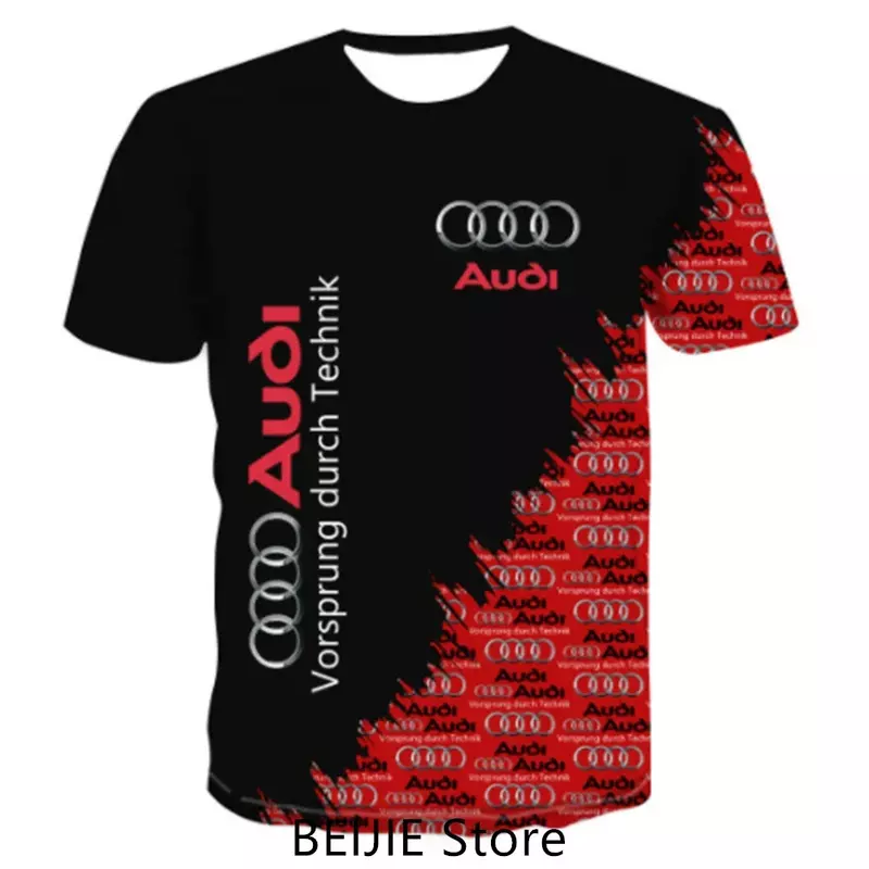 Camiseta de logotipo de carro da marca Audi para homens e mulheres, camiseta de manga curta, roupa de verão, top masculino, moda bebê, roupas Audi R8, novo, 2024