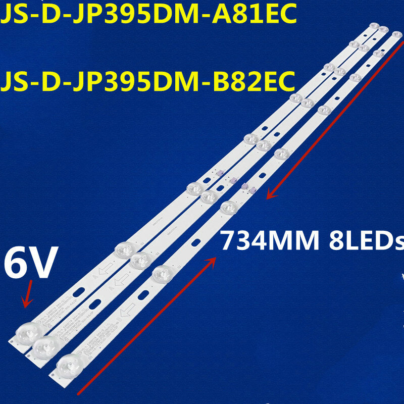 3 buah (2A + 1B) Strip lampu latar LED untuk D40-M30 40BF400 JS-D-JP395DM-B82EC JS-D-JP395DM-A81EC (80105) E395DM1000/MCPCB