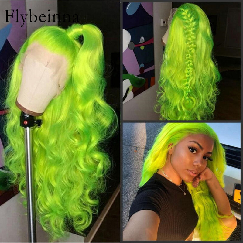 32Inch Light Green Lace Frontal Wig Human Hair 13x6 Transparent Lace 40Inch 13x4 Wigs 613 Colored Wave Remy Hair Wig For Women