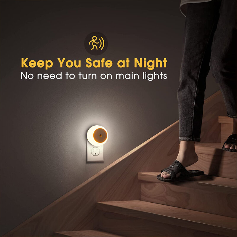 Lámpara de noche inalámbrica con Sensor de luz LED, iluminación de pared enchufable para dormitorio, cocina, pasillo, escaleras, decoración de habitación de niños, EU/US