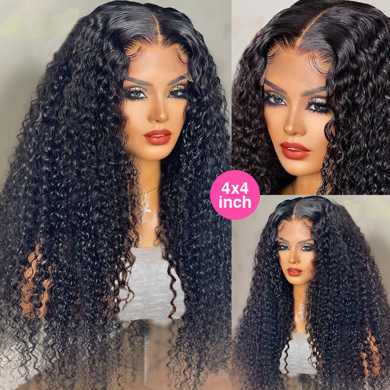 13x6 Pre Plucked Hd Transparent Lace Curly Lace Front Human Hair Wig Deep Wave Frontal Wig 4x4 Closure Water Wave Wigs For Women
