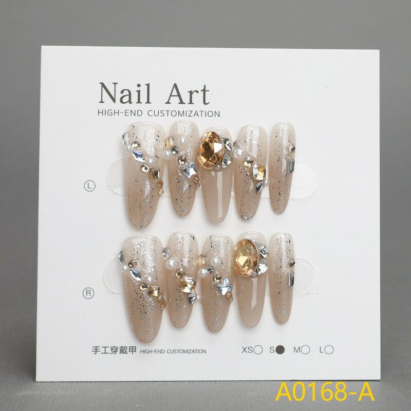 Tamanho pequeno Handmade Press-on unhas postiças, Stick-on unhas postiças, Glitter f Nail Patch, Nail Art, 10pcs