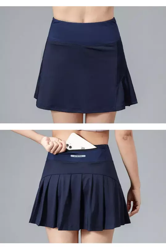 Letnia sukienka golfowa kampania spódnic szybkoschnąca imitacja dwuczęściowej eksponowane spodnie plisowana spódnica