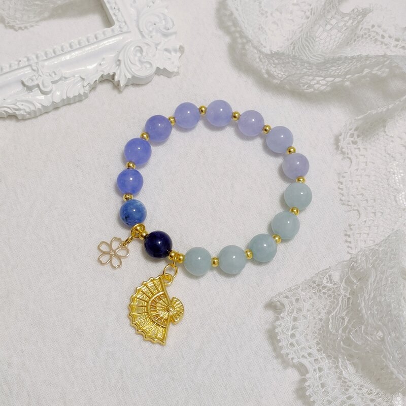 Genshin Impact Kamisato Ayaka Theme akcesoria Anime niebieska kryształowa bransoletka dla kobiet rekwizyty do dekoracji dziewczyny prezent biżuteria