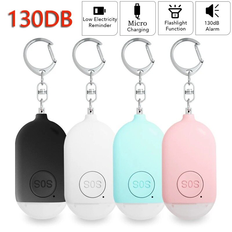 Kids Girls Emergency Safety Protection Alarm Device SOS icon Luminescence at night 130 dB Device For Bicycle Keychain Suspension