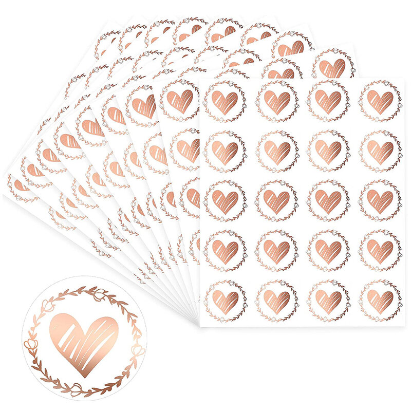 Pegatinas de corazón de bronceado transparente, etiqueta de sellado de sobre redondo de 100 pulgadas para piezas, decoración de regalo, 200-1,26 Tarjeta de invitación del banquete de boda