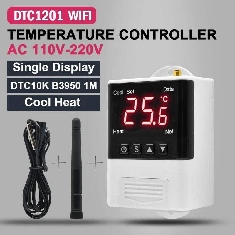 Micro-ordinateur régulateur de température AC110V 220V DTC 1200 Thermostat thermorégulateur capteur pour incubateur refroidissement chauffage réfrigérateur