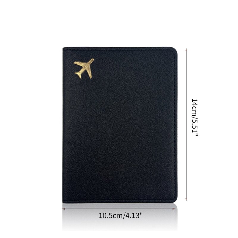 Couverture de passeport en cuir PU, estampage à chaud, motif d'avion simple, porte-passeport, portefeuille de voyage, protecteur de carte de crédit, mode